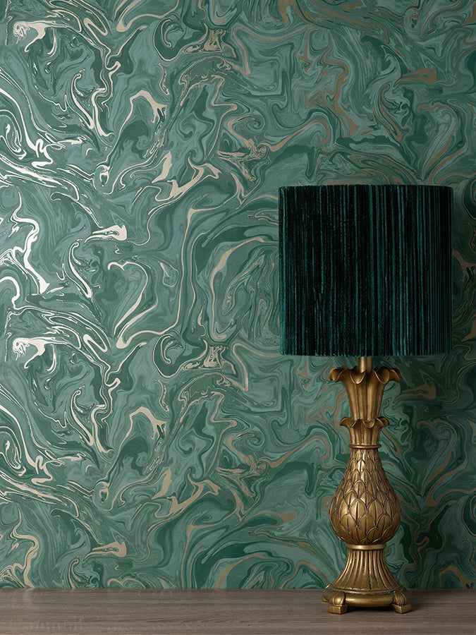 suave-dark-green-marble-wallpaper-york-wallcoverings-fd43058 - York Wallcoverings Wallpaper