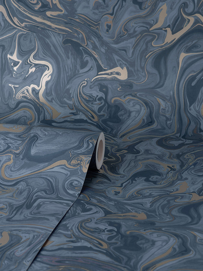 suave-navy-marble-wallpaper-york-wallcoverings-fd43055 - York Wallcoverings Wallpaper