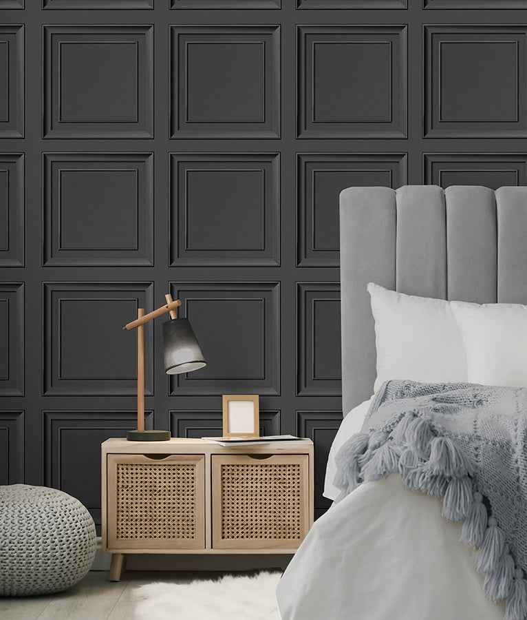 Distinctive Dark Grey Square Panel Wallpaper - York Wallcoverings - FD43001 - York Wallcoverings Wallpaper