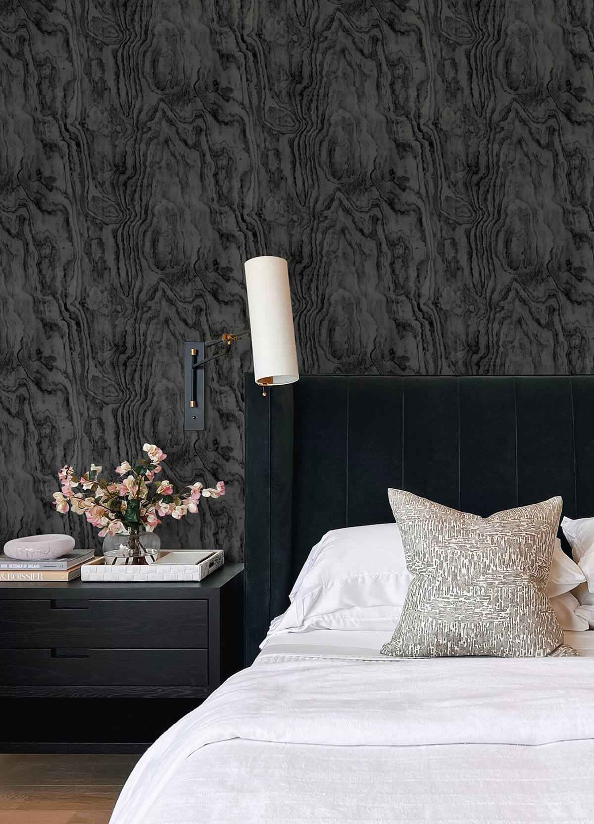 Black Sloane Wood Peel and Stick Wallpaper - York Wallcoverings - ATS4743 - York Wallcoverings Wallpaper