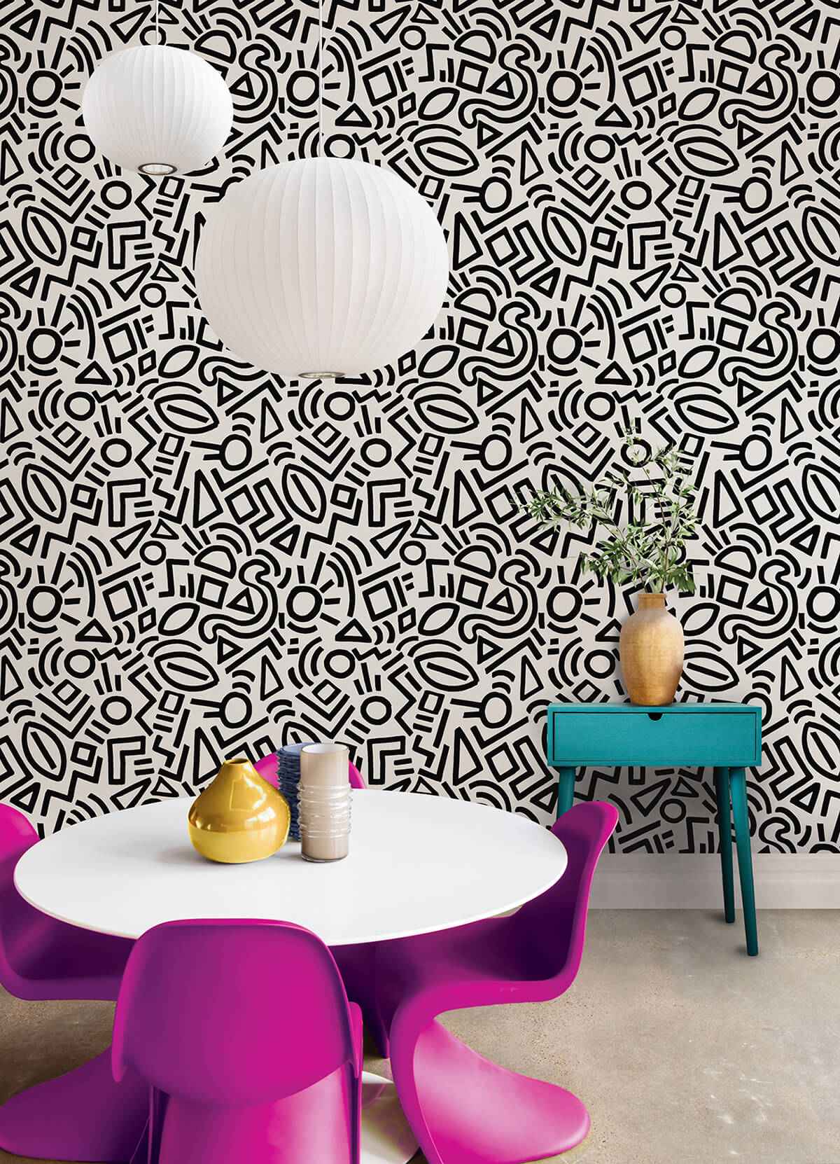 Black Doodle Abstract Peel and Stick Wallpaper - York Wallcoverings - AES4789 - York Wallcoverings Wallpaper