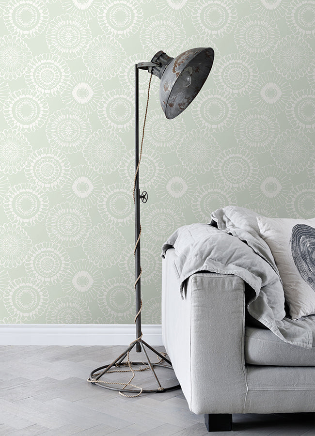 Sonnet Sage Floral Wallpaper - 4060-128861- York Wallcovering
