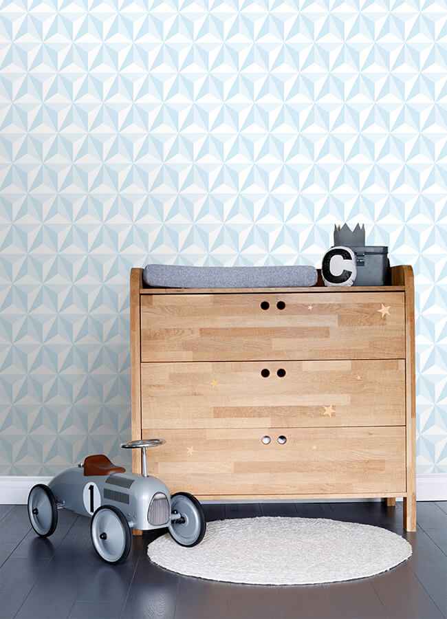 Adella Sky Blue Geometric Wallpaper - York Wallcoverings - 4060-138912 - York Wallcoverings Wallpaper
