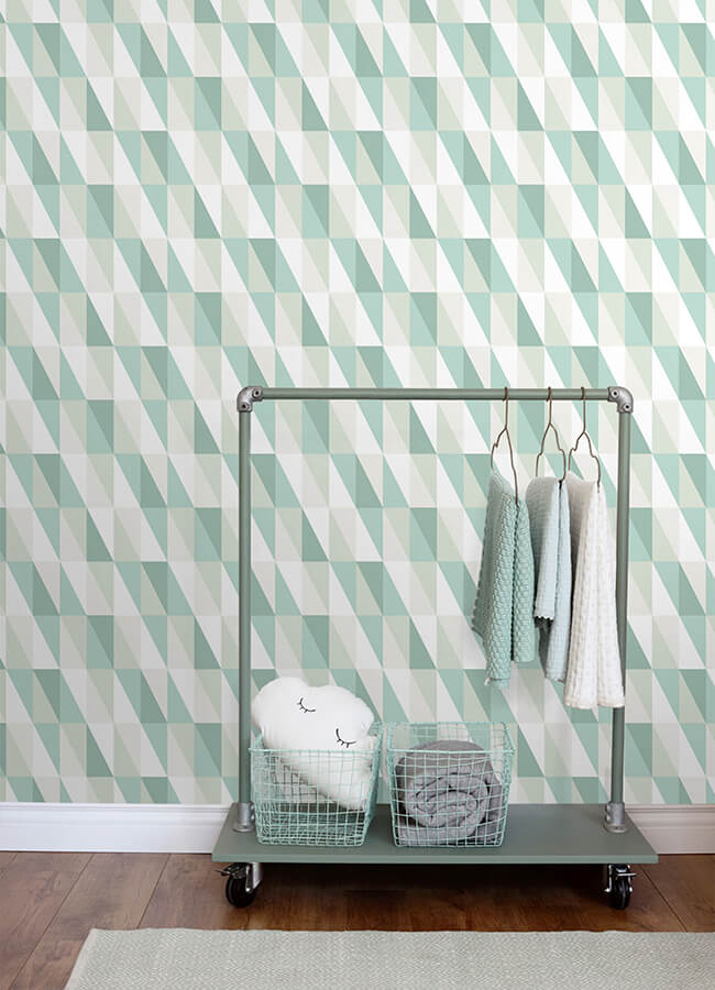 inez-teal-geometric-wallpaper-york-wallcoverings-4060-138920 - York Wallcoverings Papel pintado