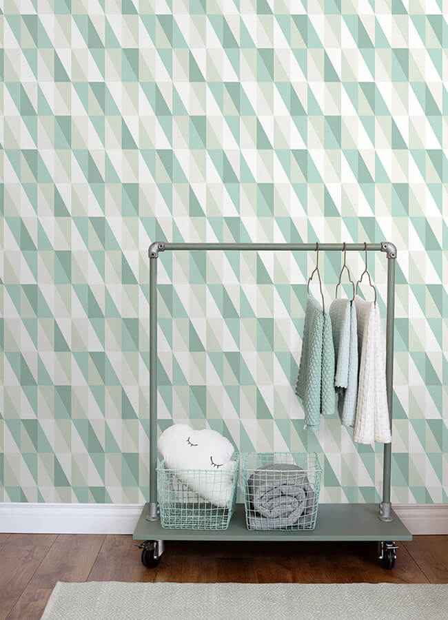 Inez Teal Geometric Wallpaper - York Wallcoverings - 4060-138920 - York Wallcoverings Wallpaper