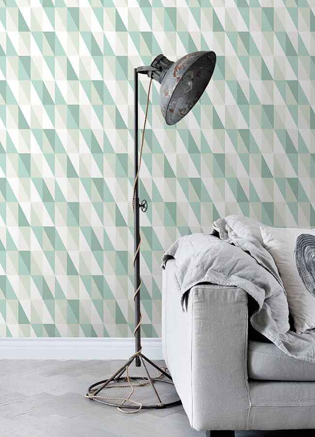 Inez Teal Geometric Wallpaper - York Wallcoverings - 4060-138920 - York Wallcoverings Wallpaper