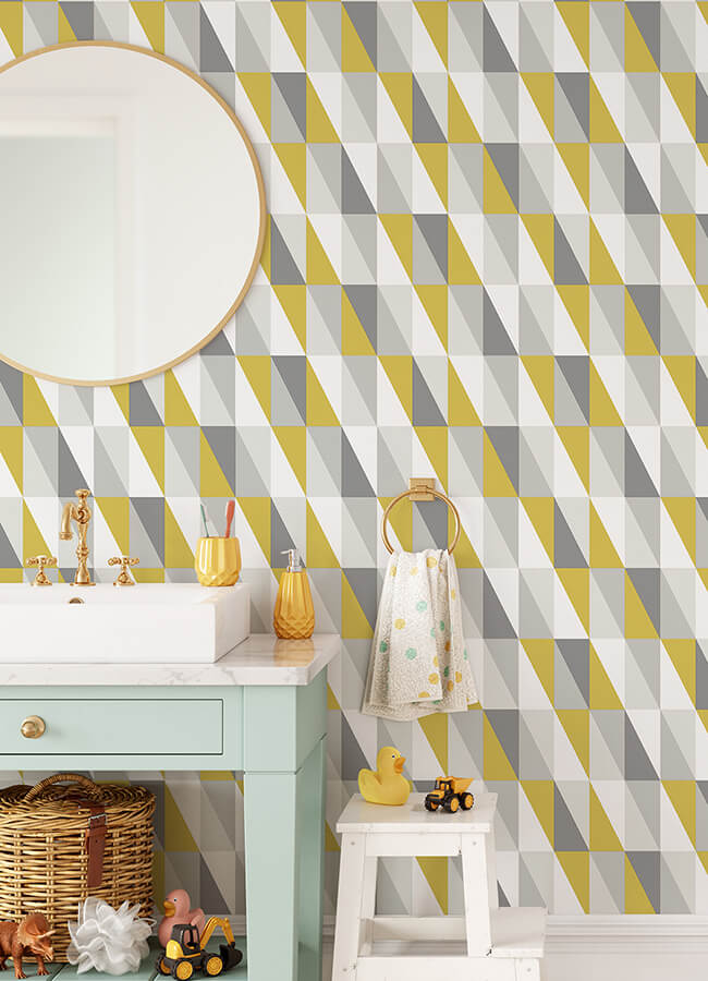 inez-mustard-geometric-wallpaper-york-wallcoverings-4060-138921 - York Wallcoverings Wallpaper