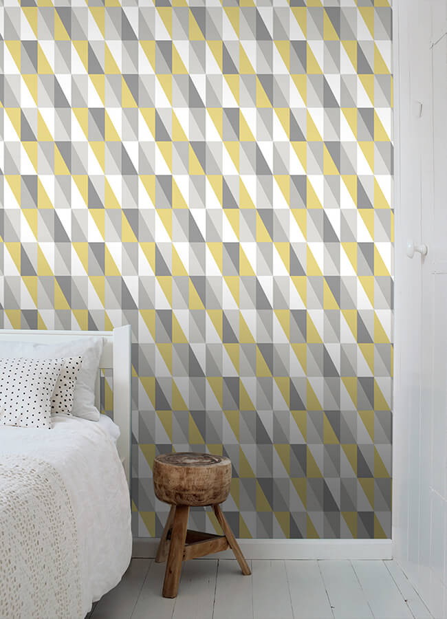 inez-mustard-geometric-wallpaper-york-wallcoverings-4060-138921 - York Wallcoverings Papel pintado