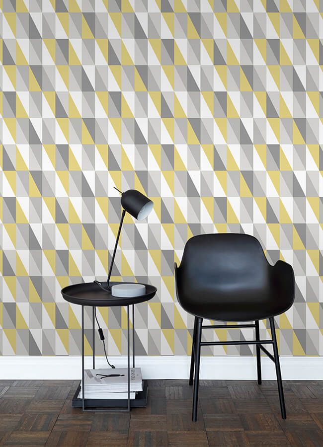 inez-mustard-geometric-wallpaper-york-wallcoverings-4060-138921 - York Wallcoverings Papel pintado