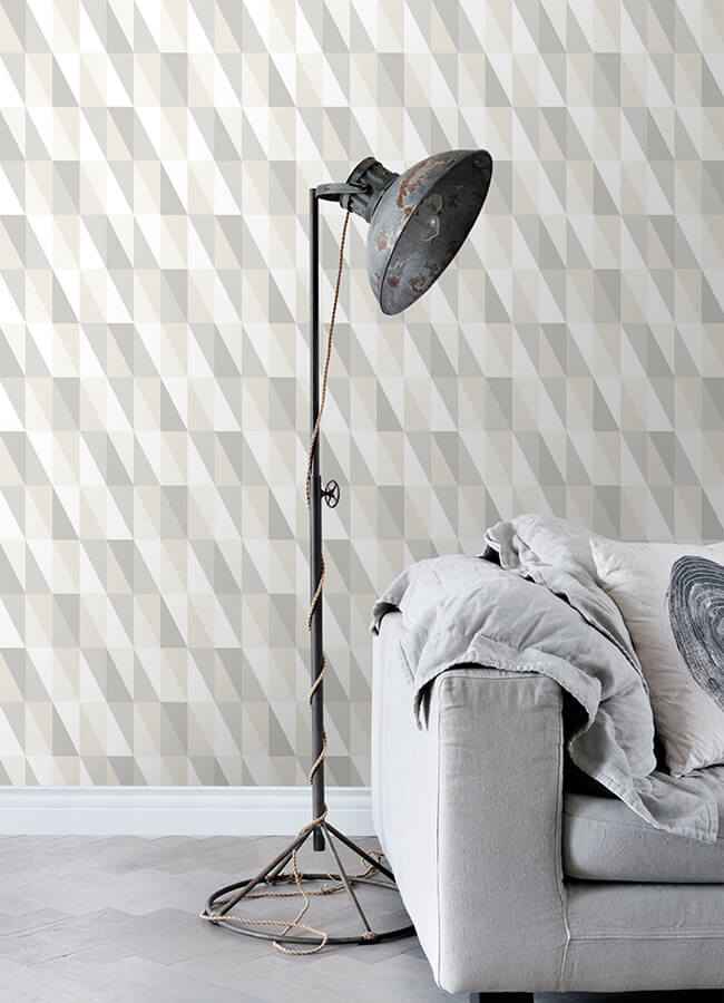 Inez Neutral Geometric Wallpaper - York Wallcoverings - 4060-138922 - York Wallcoverings Wallpaper