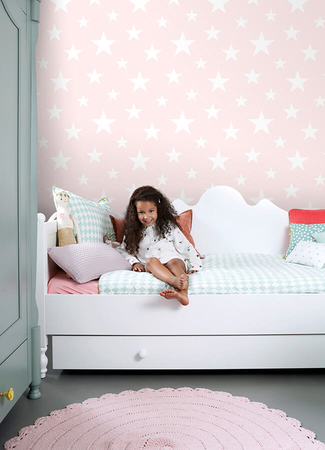 amira-pink-stars-wallpaper-york-wallcoverings-4060-138931 - York Wallcoverings Papel pintado