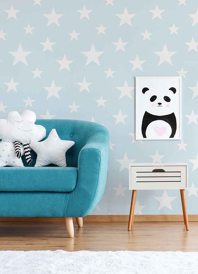 Amira Sky Blue Stars Wallpaper - York Wallcoverings - 4060-138932 - York Wallcoverings Wallpaper