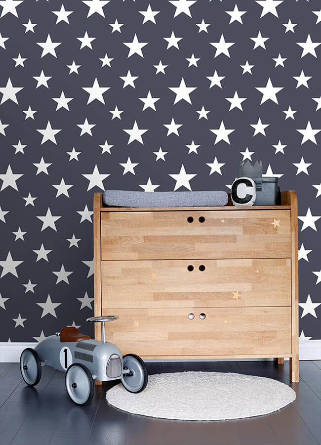amira-navy-stars-wallpaper-york-wallcoverings-4060-138933 - York Wallcoverings Papel pintado