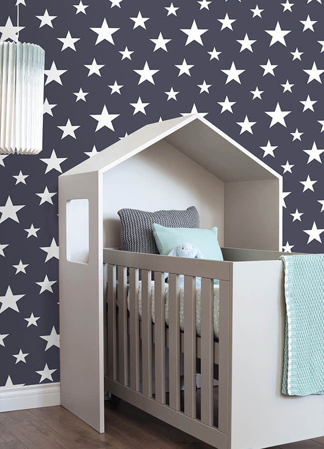 amira-navy-stars-wallpaper-york-wallcoverings-4060-138933 - York Wallcoverings Papel pintado