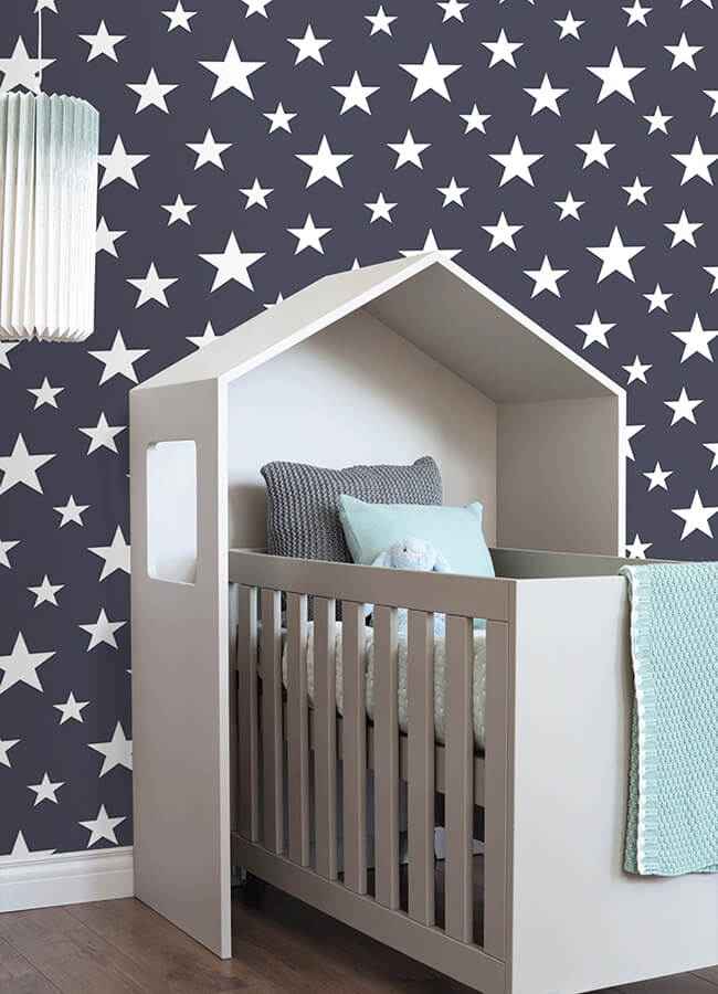 Amira Navy Stars Wallpaper - York Wallcoverings - 4060-138933 - York Wallcoverings Wallpaper