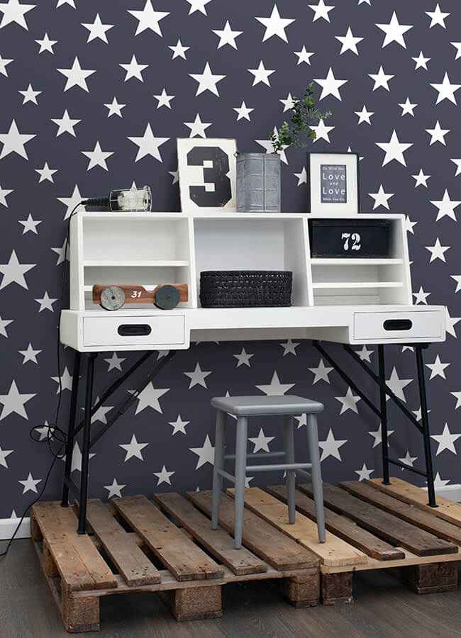Amira Navy Stars Wallpaper - York Wallcoverings - 4060-138933 - York Wallcoverings Wallpaper