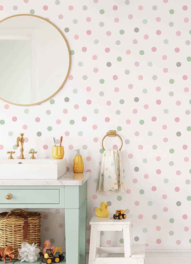 Jubilee Pink Dots Wallpaper - York Wallcoverings - 4060-139040 - York Wallcoverings Wallpaper