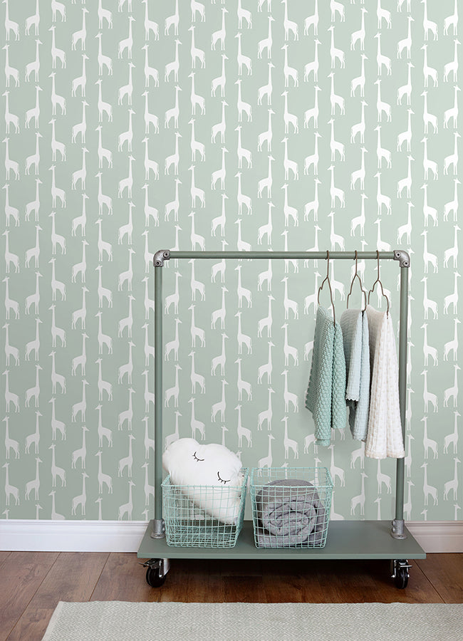 vivi-sage-giraffe-wallpaper-york-wallcoverings-4060-139058 - York Wallcoverings Papel pintado