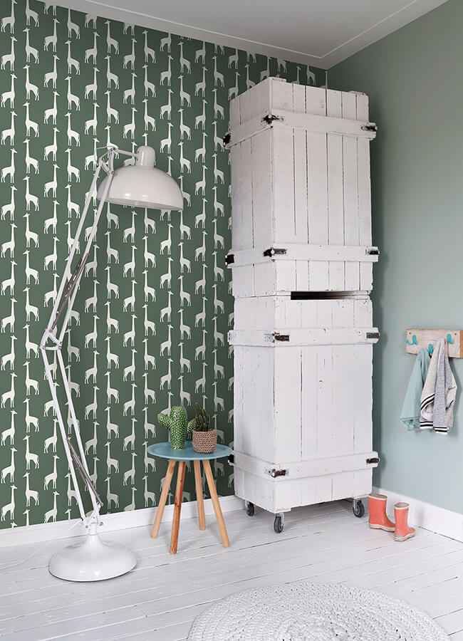 Vivi Green Giraffe Wallpaper - York Wallcoverings - 4060-139060 - York Wallcoverings Wallpaper