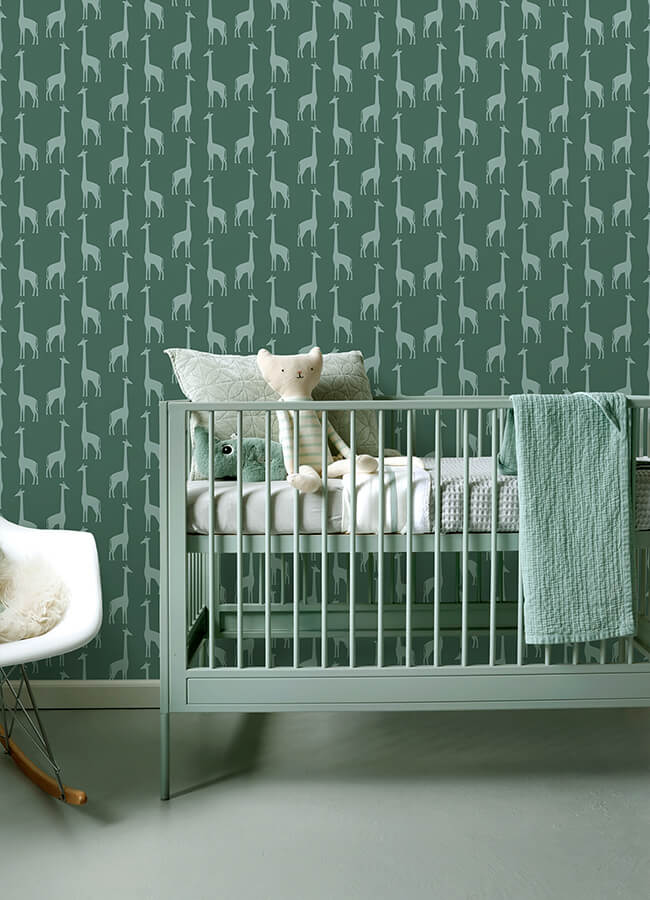 vivi-teal-giraffe-wallpaper-york-wallcoverings-4060-139061 - York Wallcoverings Papel pintado