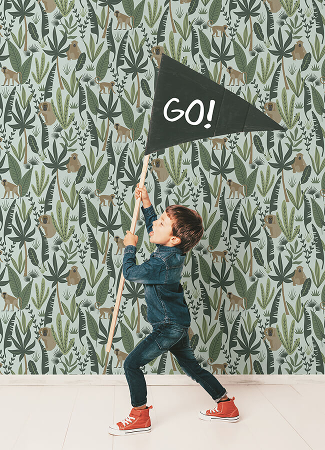 kiki-green-monkeys-wallpaper-york-wallcoverings-4060-139073 - York Wallcoverings Papel pintado
