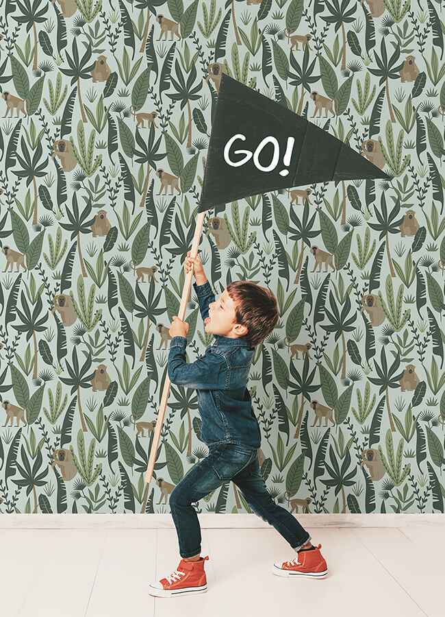 Kiki Green Monkeys Wallpaper - York Wallcoverings - 4060-139073 - York Wallcoverings Wallpaper