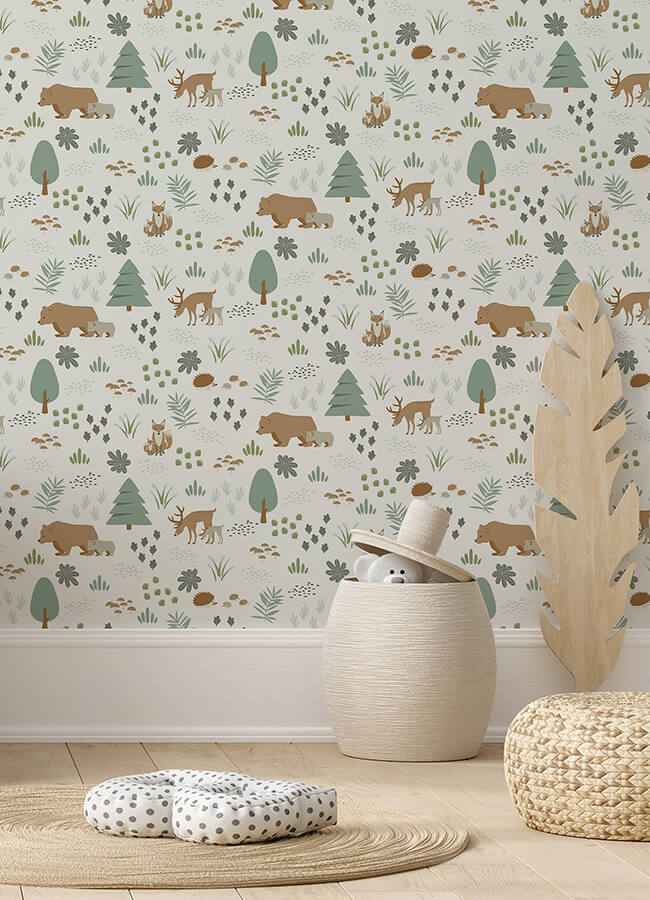 Finola Moss Bears Wallpaper - York Wallcoverings - 4060-139247 - York Wallcoverings Wallpaper