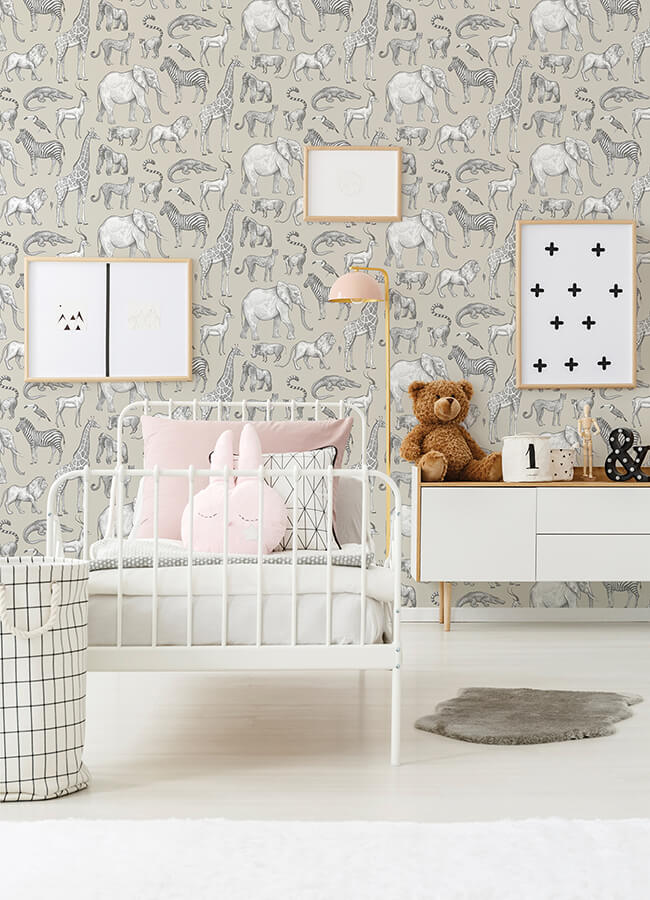 kenji-taupe-safari-wallpaper-york-wallcoverings-4060-139270 - York Wallcoverings Papel pintado
