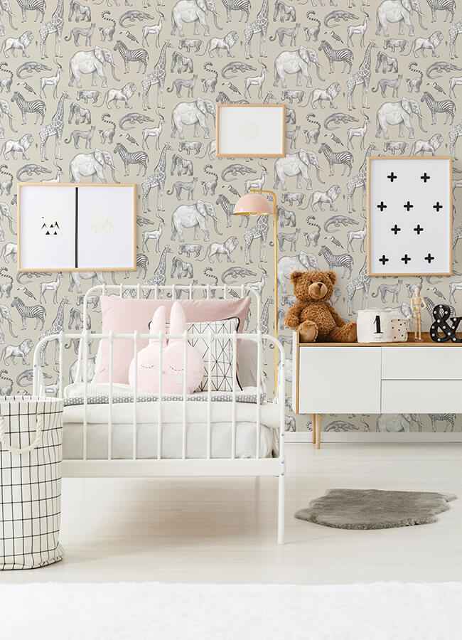 Kenji Taupe Safari Wallpaper - York Wallcoverings - 4060-139270 - York Wallcoverings Wallpaper