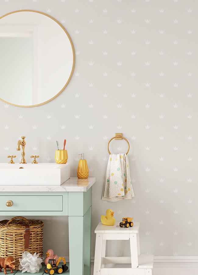 Bea Silver Crowns Wallpaper - York Wallcoverings - 4060-347703 - York Wallcoverings Wallpaper