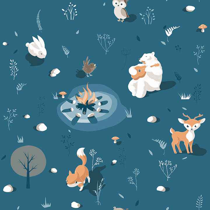 Jesper Blue Campfire Wallpaper - York Wallcoverings - 4060-31311