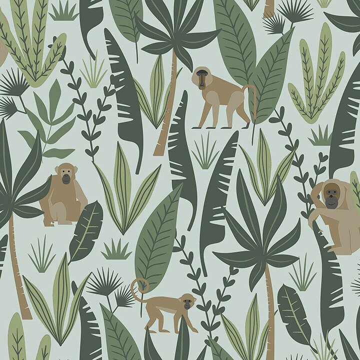 kiki-green-monkeys-wallpaper-york-wallcoverings-4060-139073 - York Wallcoverings Papel pintado