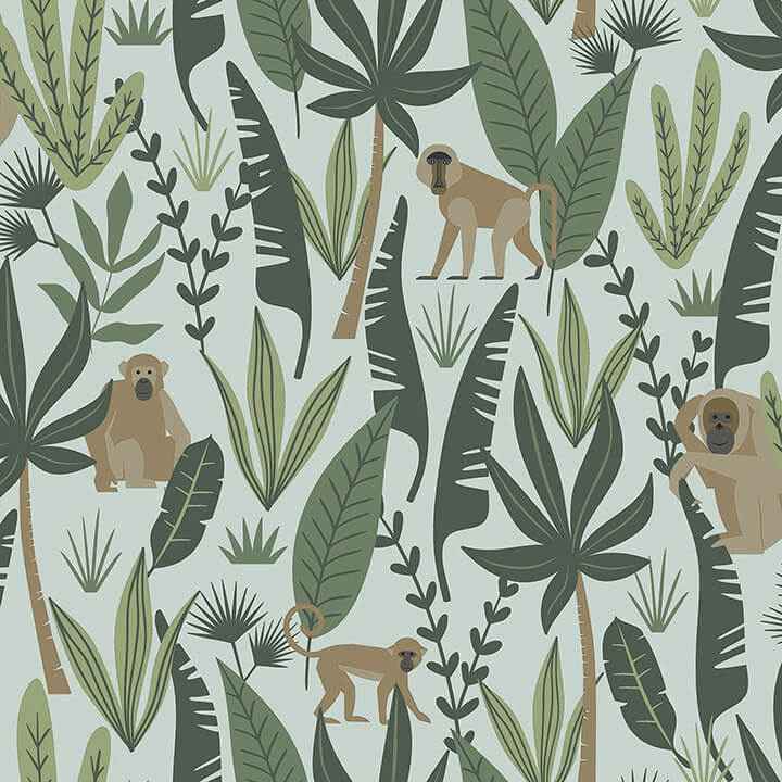 Kiki Green Monkeys Wallpaper - York Wallcoverings - 4060-139073