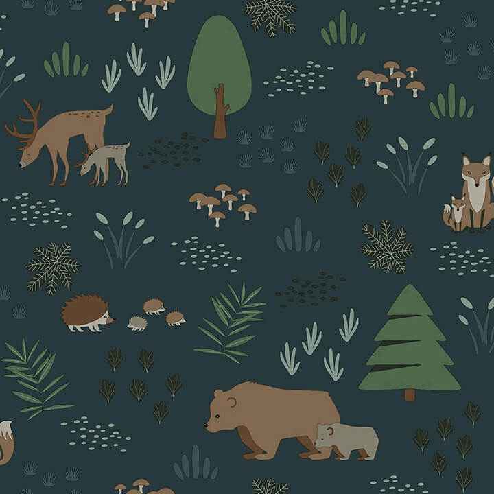 Finola Dark Blue Bears Wallpaper - York Wallcoverings - 4060-139248 - York Wallcoverings Wallpaper
