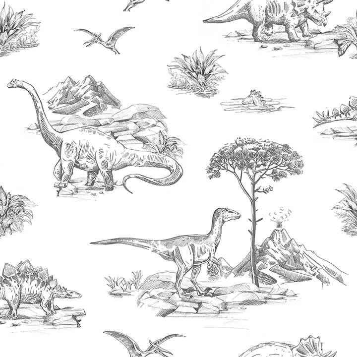Isolde Charcoal Dinosaurs Wallpaper - York Wallcoverings - 4060-139269 - York Wallcoverings Wallpaper