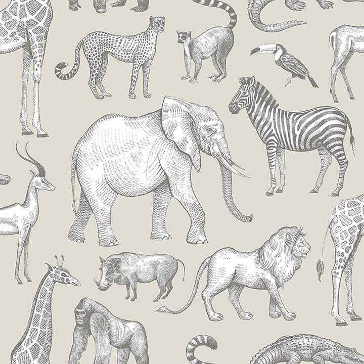 Kenji Taupe Safari Wallpaper - York Wallcoverings - 4060-139270