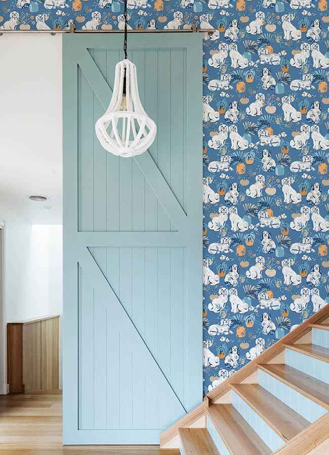 Cerulean Good Dog Peel and Stick Wallpaper - York Wallcoverings - PFS4810 - York Wallcoverings Wallpaper