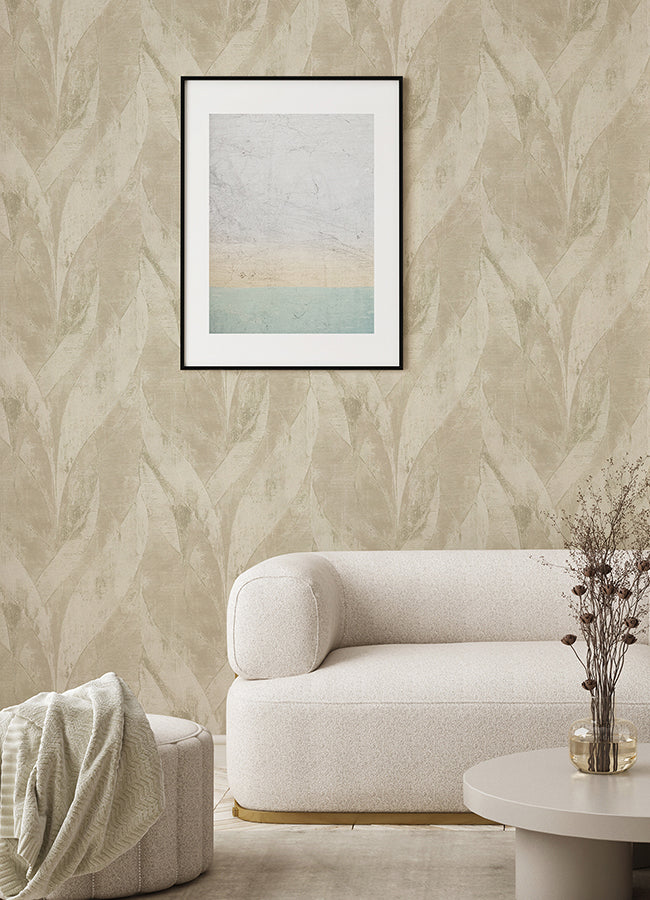 blake-light-grey-leaf-wallpaper-york-wallcoverings-4096-520033 - York Wallcoverings Papel pintado