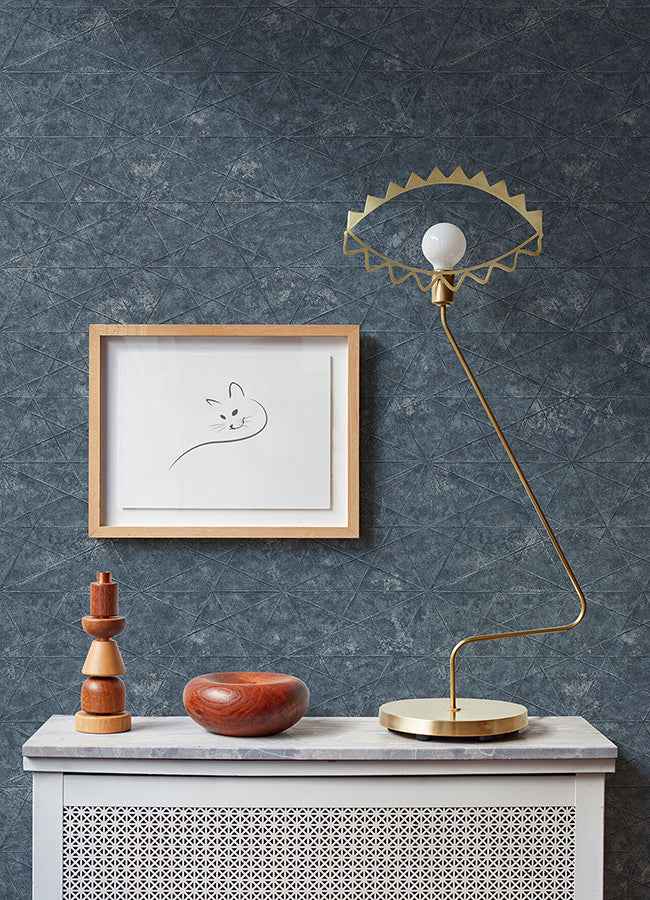 Seth Indigo Triangle Wallpaper - York Wallcoverings - 4096-554366 - York Wallcoverings Wallpaper