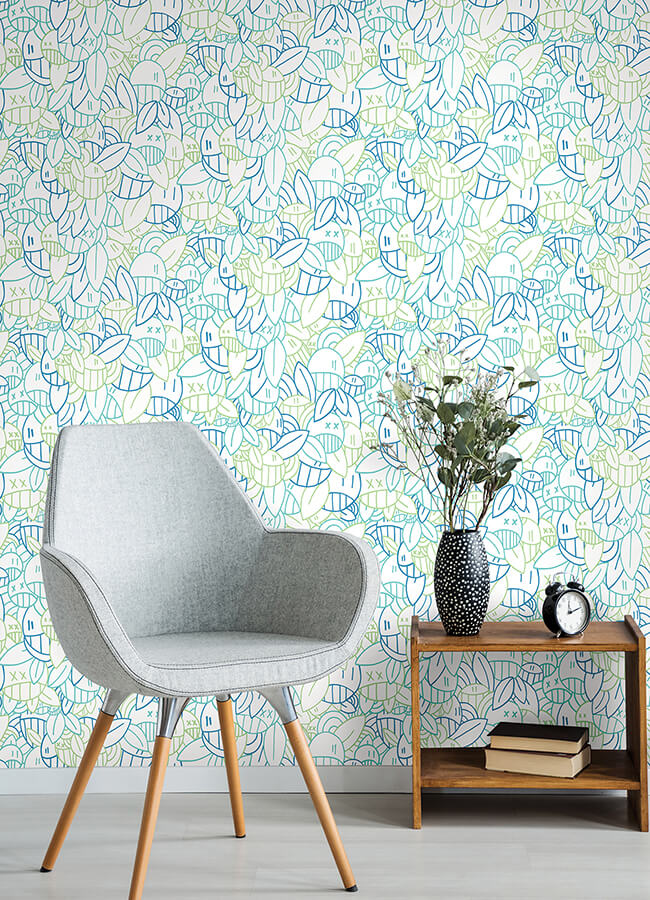 Multi Cool Floral Sequence Peel & Stick - York Wallcoverings - AAS4882 - York Wallcoverings Wallpaper