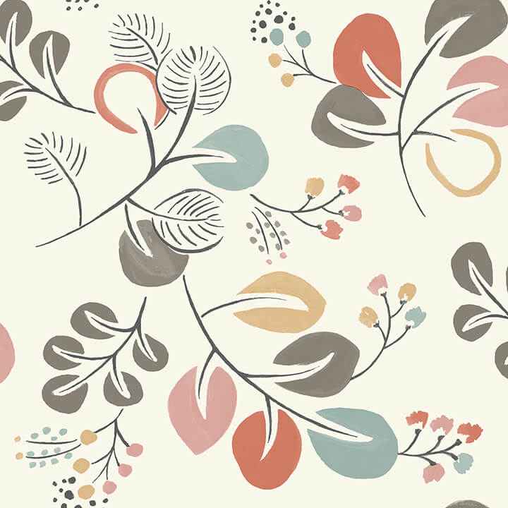 Jonah Multicolor Leaf Trail Wallpaper - York Wallcoverings - 4066-25122