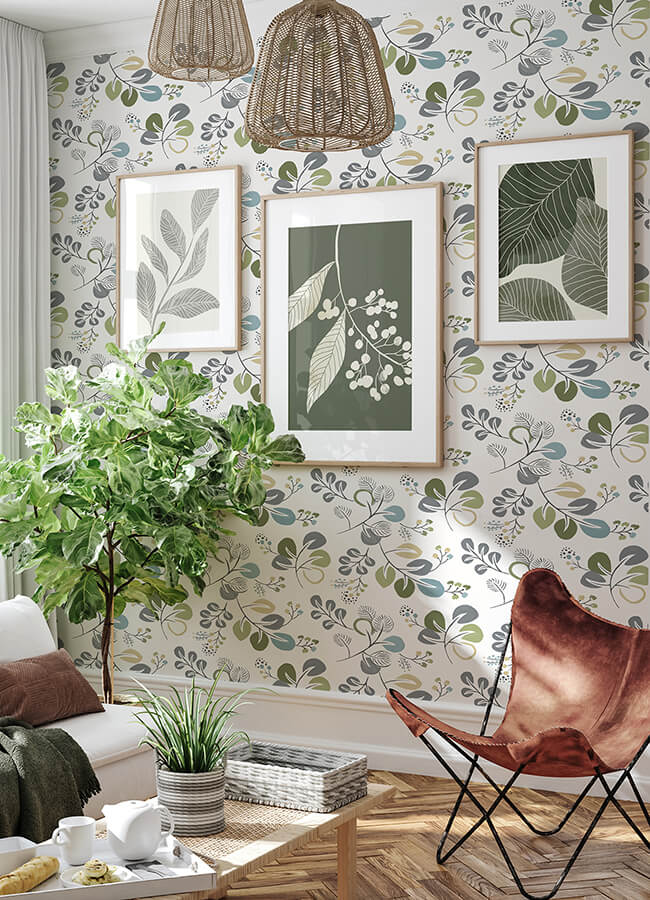 jonah-green-leaf-trail-wallpaper-york-wallcoverings-4066-25123 - York Wallcoverings Papel pintado