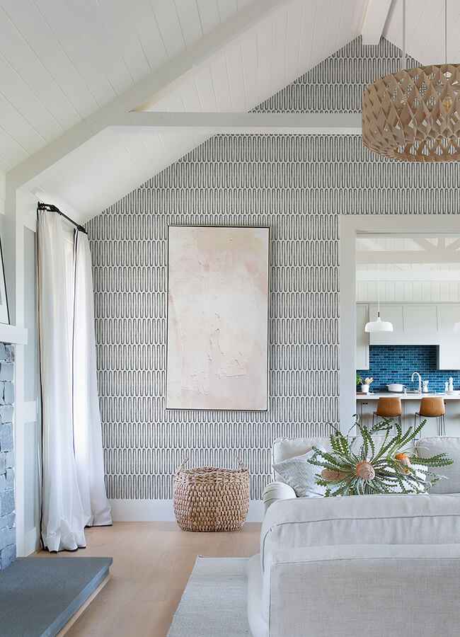 Lars Charcoal Retro Wave Wallpaper - York Wallcoverings - 4066-26501 - York Wallcoverings Wallpaper