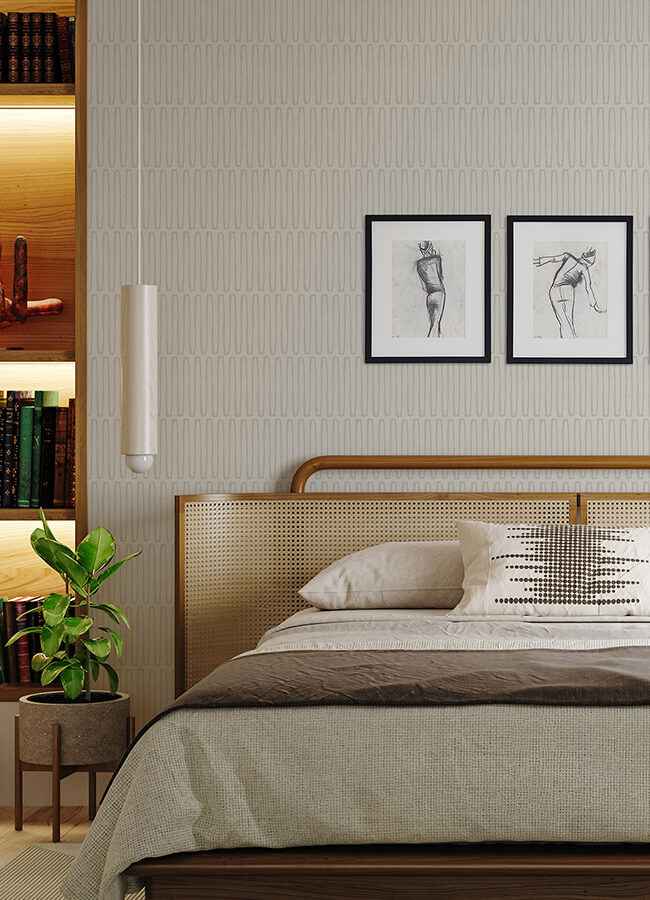 Lars Light Grey Retro Wave Wallpaper - York Wallcoverings - 4066-26504 - York Wallcoverings Wallpaper