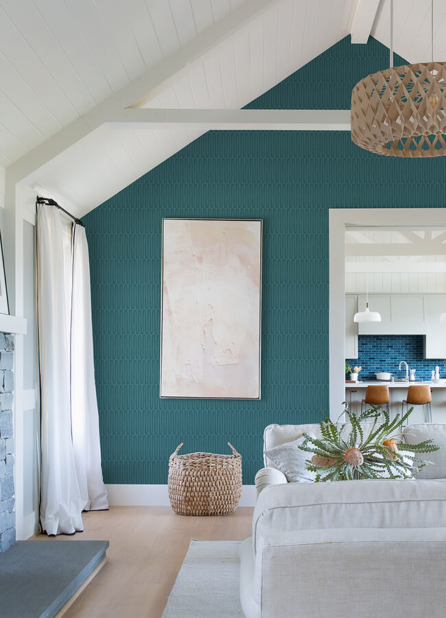 lars-teal-retro-wave-wallpaper-york-wallcoverings-4066-26505 - York Wallcoverings Papel pintado