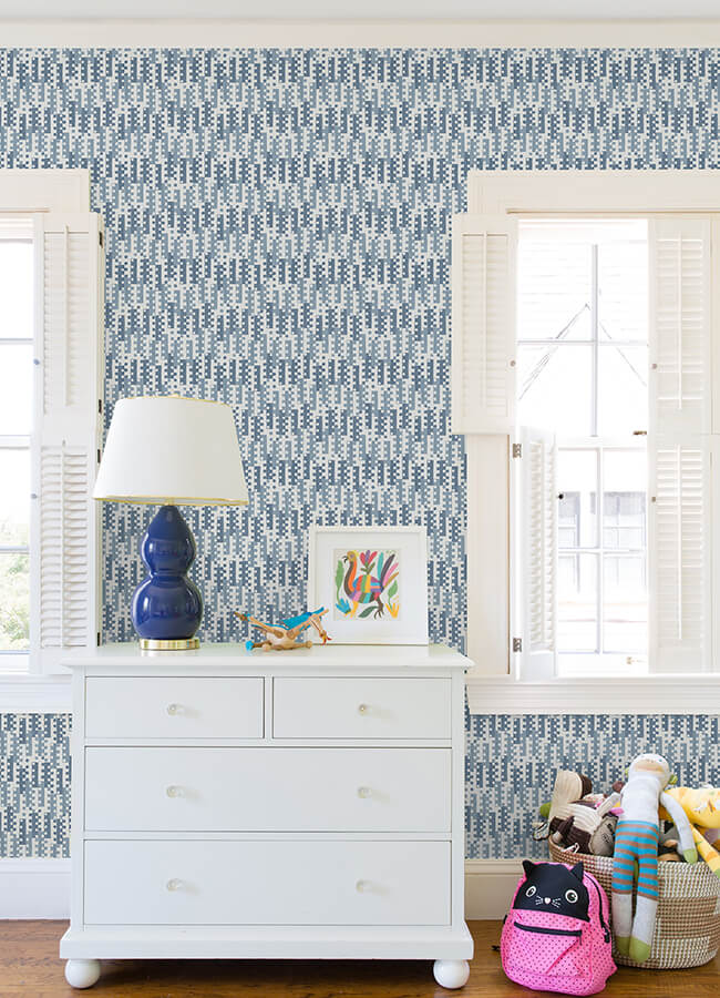 erik-blue-building-blocks-wallpaper-york-wallcoverings-4066-26508 - York Wallcoverings Papel pintado