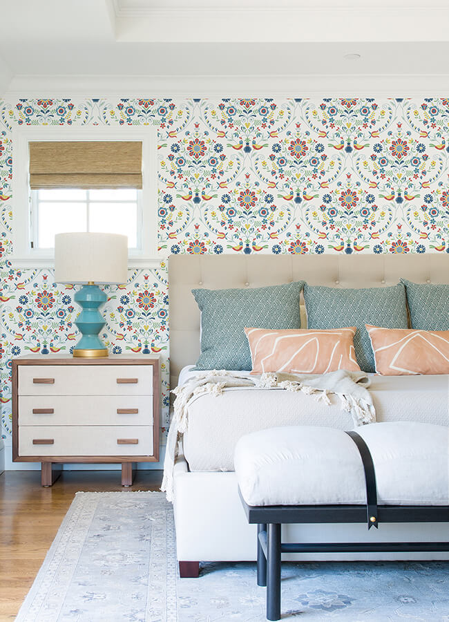 britt-multicolor-embroidered-damask-wallpaper-york-wallcoverings-4066-26512 - York Wallcoverings Papel pintado