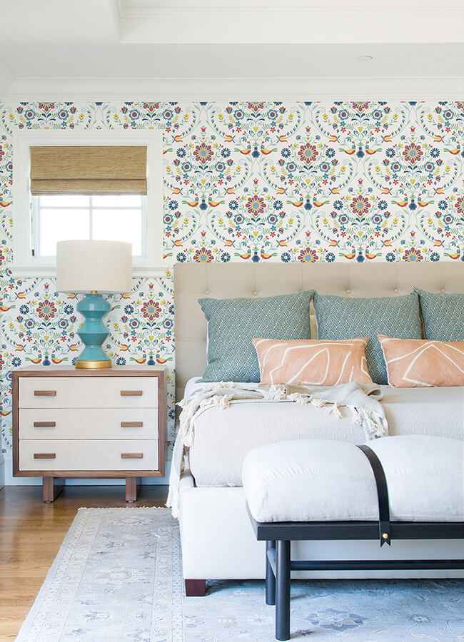Britt Multicolor Embroidered Damask Wallpaper - York Wallcoverings - 4066-26512 - York Wallcoverings Wallpaper