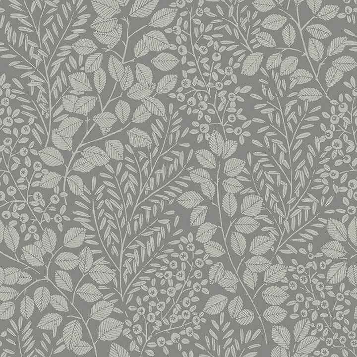 Elin Charcoal Berry Botanical Wallpaper - York Wallcoverings - 4066-26519