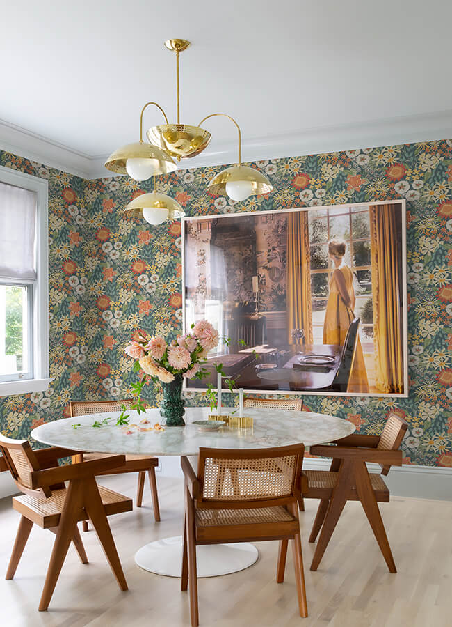 karina-teal-wildflower-garden-wallpaper-york-wallcoverings-4066-26520 - York Wallcoverings Papel pintado